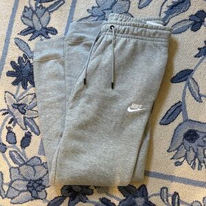 Nike women’s Grey Fleece Jogger Pants with White Logo